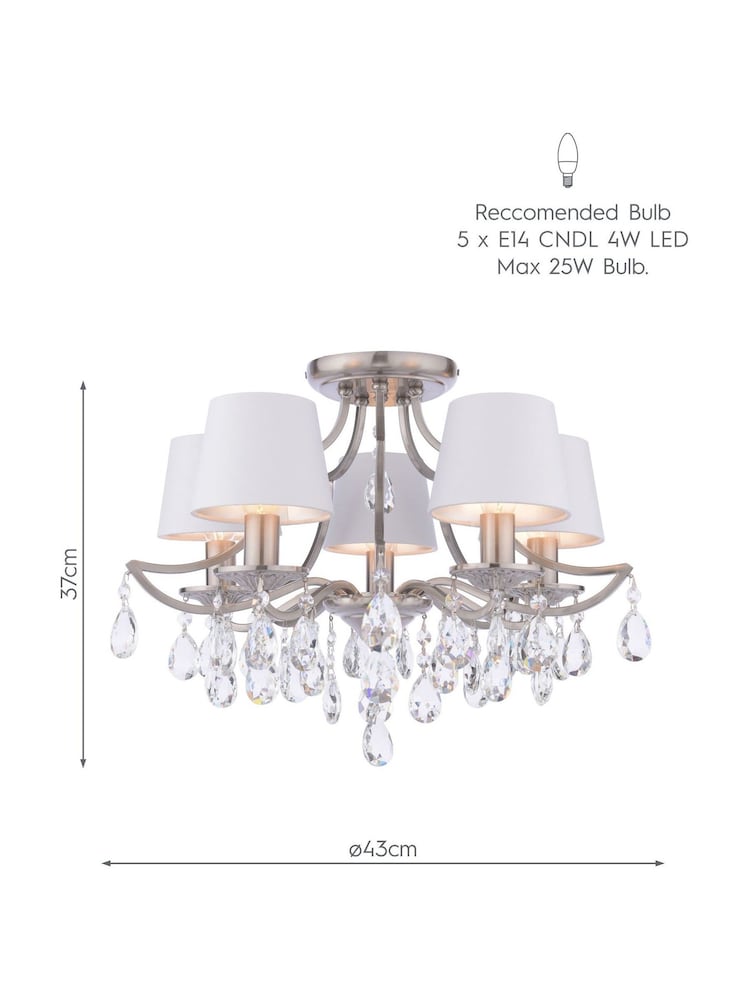 Laura Ashley Polished Nickel Enstone 5 Light Semi Flush Ceiling Light - Image 7 of 7