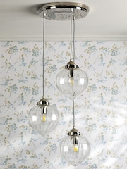 Laura Ashley Polished Nickel Whitham Pendant 3 Light Ceiling Light - Image 2 of 7