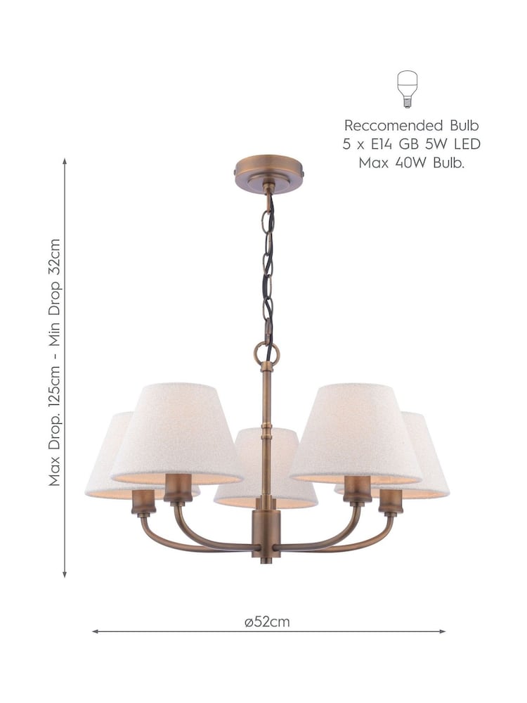 Laura Ashley Antique Bronze Denston 5 Pendant Ceiling Light - Image 8 of 8
