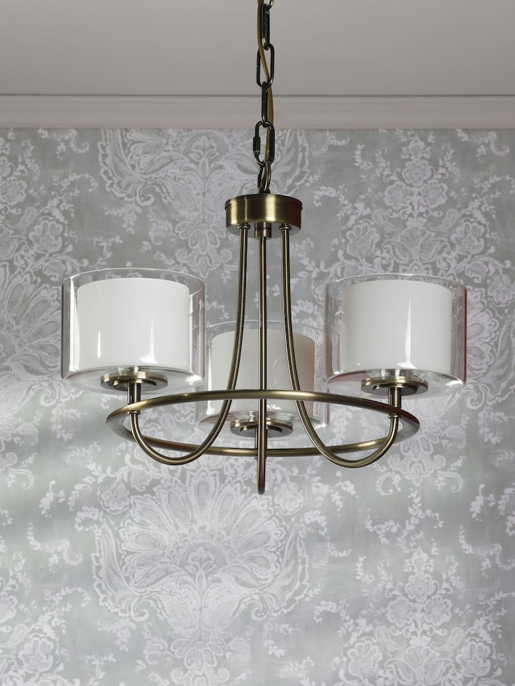 Laura Ashley Antique Brass Southwell 3 Light Pendant Ceiling Light - Image 2 of 7