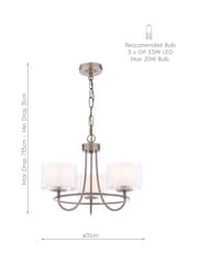 Laura Ashley Antique Brass Southwell 3 Light Pendant Ceiling Light - Image 7 of 7