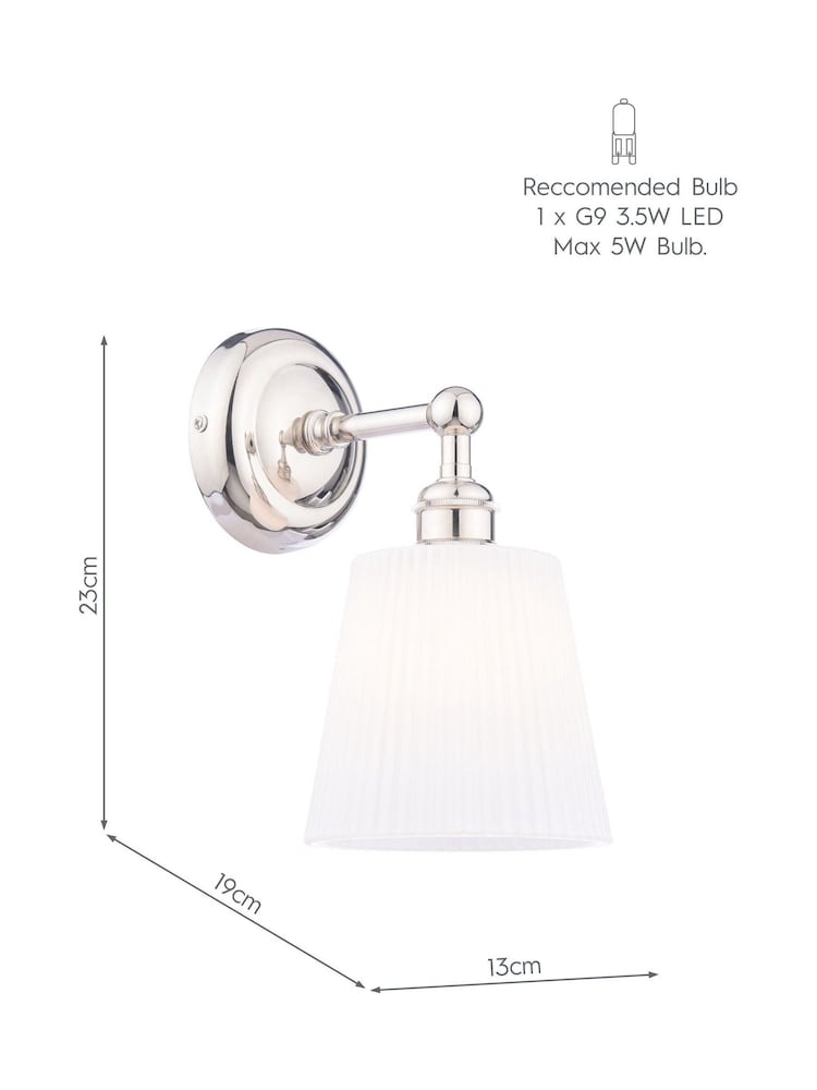 Laura Ashley Polished Nickel Callaghan 1 Wall Light - Image 6 of 6 Laura Ashley Polished Nickel Callaghan 1 Wall Light - Image 6 of 6