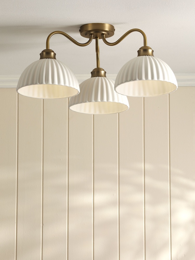 Laura Ashley Matt Antique Brass Durford 1 3 Light Flush Ceiling Light - Image 1 of 7