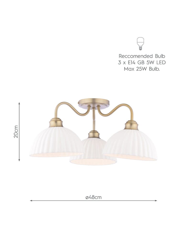 Laura Ashley Matt Antique Brass Durford 1 3 Light Flush Ceiling Light - Image 7 of 7