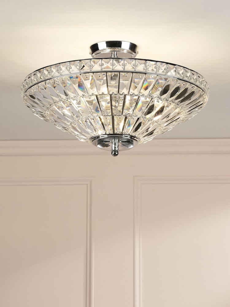 Laura Ashley Polished Chrome Vienna 3 Light Flush Light - Image 1 of 7