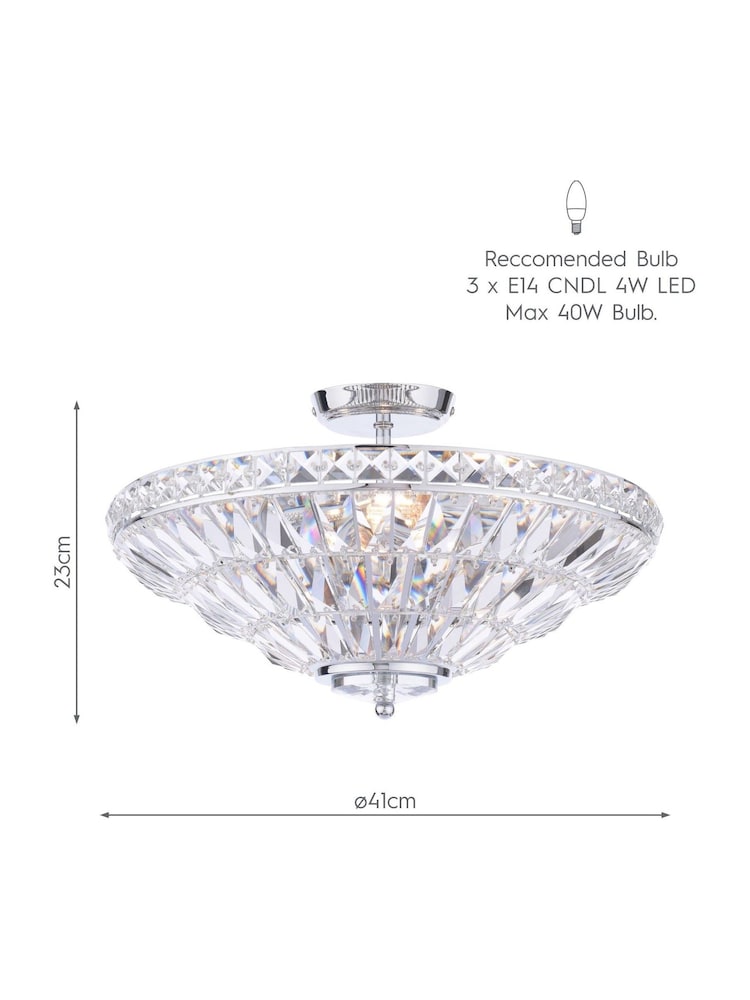 Laura Ashley Polished Chrome Vienna 3 Light Flush Light - Image 7 of 7