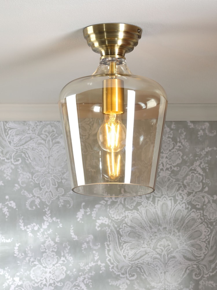 Laura Ashley Antique Brass Ockley Ceiling Flush Fitting Light - Image 1 of 7 Laura Ashley Antique Brass Ockley Ceiling Flush Fitting Light - Image 1 of 7