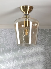 Laura Ashley Antique Brass Ockley Ceiling Flush Fitting Light - Image 2 of 7