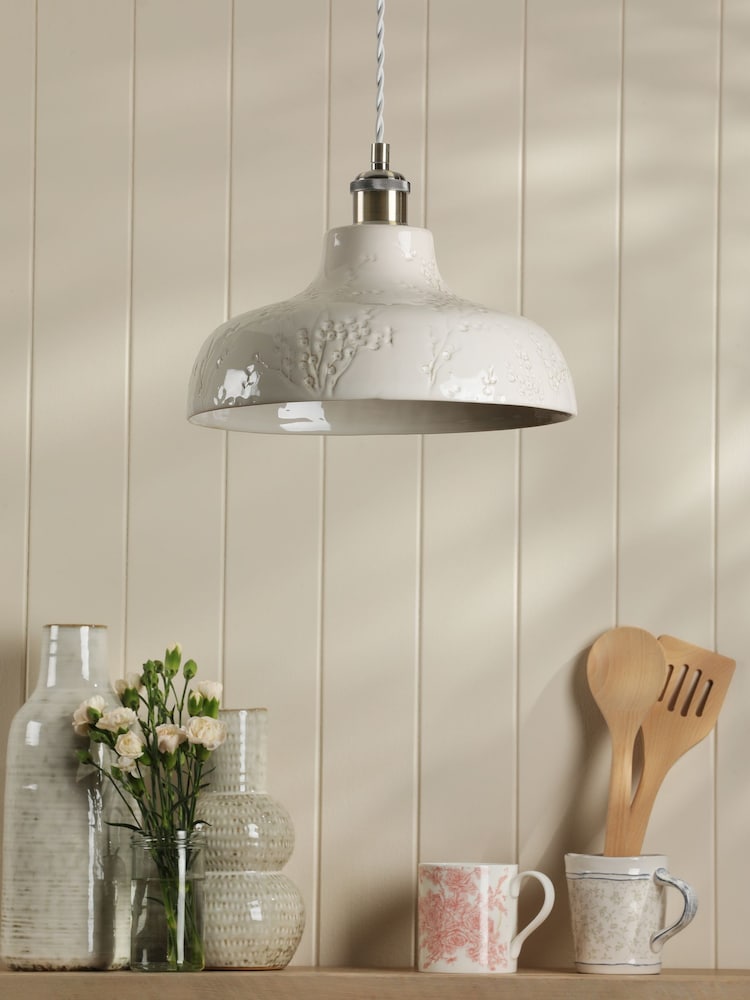 Laura Ashley Grey Pussywillow 1 Pendant Ceiling Light - Image 2 of 8