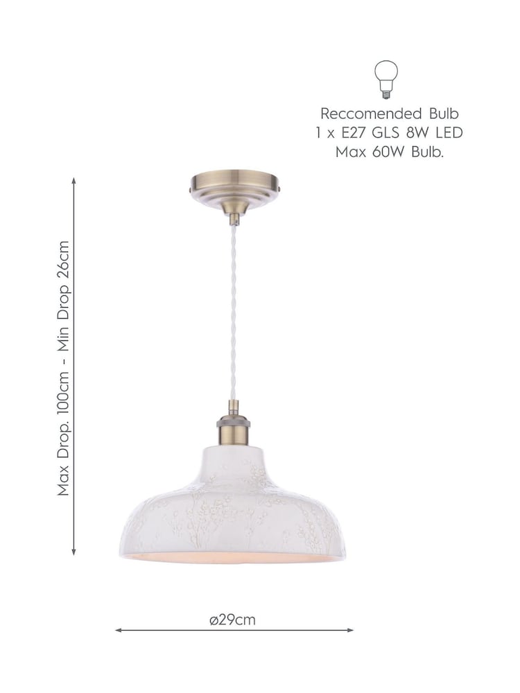 Laura Ashley Grey Pussywillow 1 Pendant Ceiling Light - Image 8 of 8