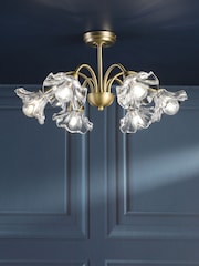 Laura Ashley Matt Antique Brass Kerswell 6 Semi Flush Ceiling Light - Image 1 of 8