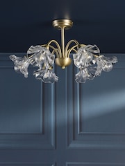 Laura Ashley Matt Antique Brass Kerswell 6 Semi Flush Ceiling Light - Image 2 of 8