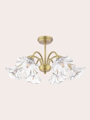 Laura Ashley Matt Antique Brass Kerswell 6 Semi Flush Ceiling Light - Image 4 of 8