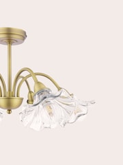 Laura Ashley Matt Antique Brass Kerswell 6 Semi Flush Ceiling Light - Image 5 of 8