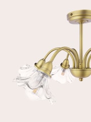 Laura Ashley Matt Antique Brass Kerswell 6 Semi Flush Ceiling Light - Image 6 of 8
