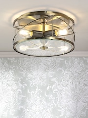 Laura Ashley Antique Brass Beckworth 3 Flush Ceiling Light - Image 1 of 7