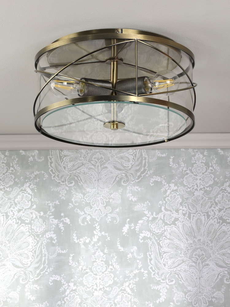 Laura Ashley Antique Brass Beckworth 3 Flush Ceiling Light - Image 2 of 7