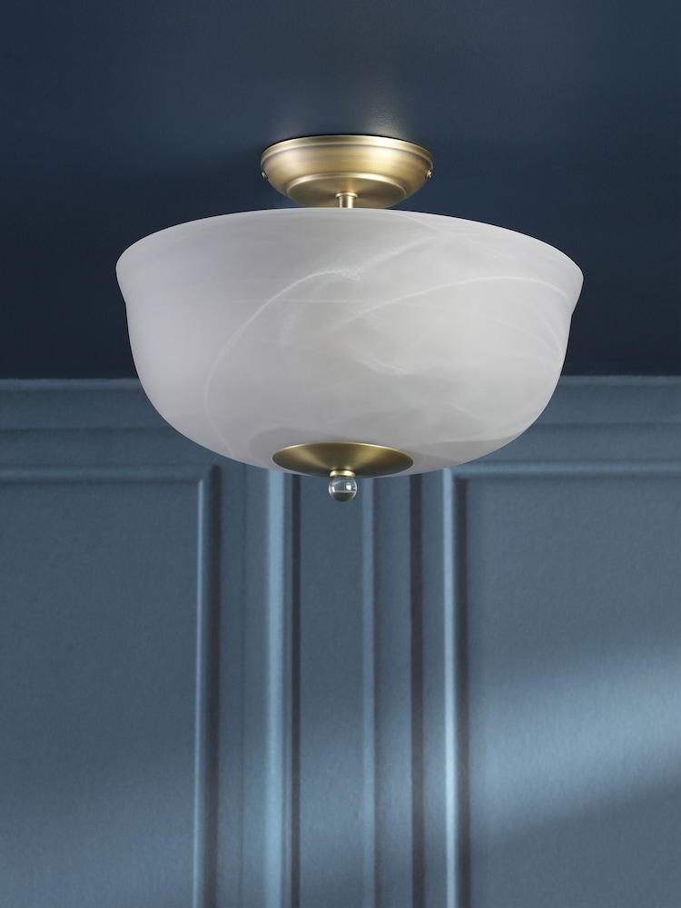 Laura Ashley Antique Brass Cossington 2lt Semi Flush Uplighter - Image 2 of 7
