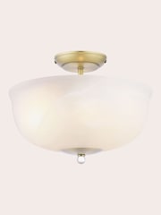 Laura Ashley Antique Brass Cossington 2lt Semi Flush Uplighter - Image 3 of 7