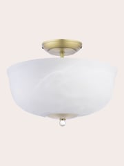 Laura Ashley Antique Brass Cossington 2lt Semi Flush Uplighter - Image 4 of 7