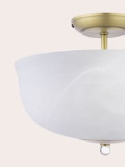 Laura Ashley Antique Brass Cossington 2lt Semi Flush Uplighter - Image 5 of 7