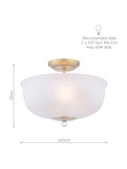 Laura Ashley Antique Brass Cossington 2lt Semi Flush Uplighter - Image 7 of 7