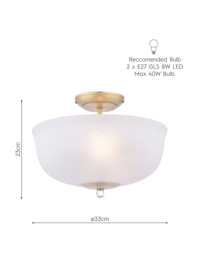 Laura Ashley Antique Brass Cossington 2lt Semi Flush Uplighter - Image 7 of 7