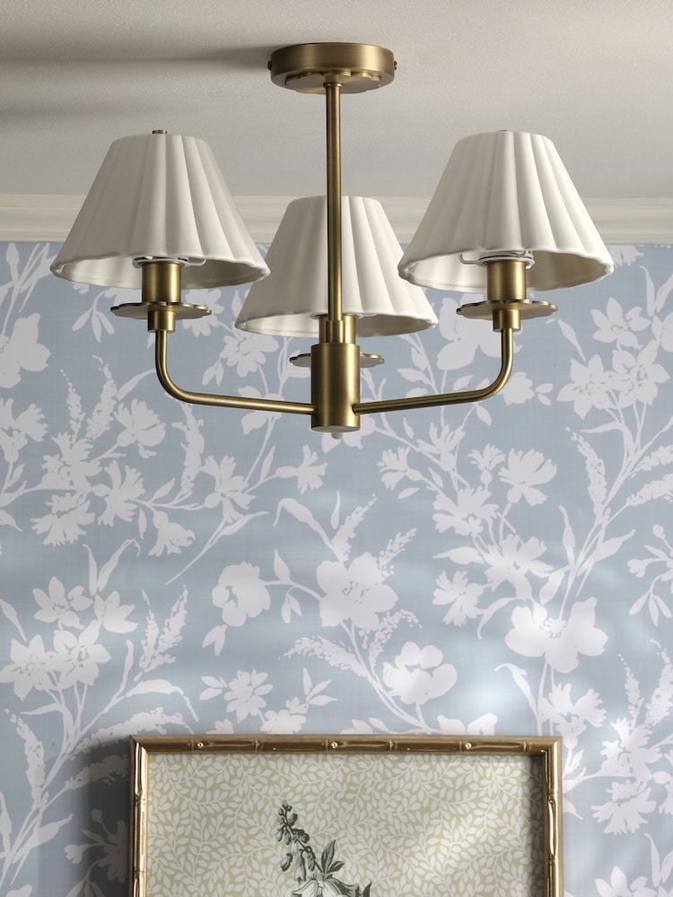 Laura Ashley Antique Brass Mixbury 3 Semi Flush Ceiling Light - Image 2 of 6