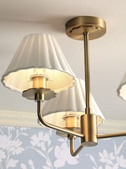 Laura Ashley Antique Brass Mixbury 3 Semi Flush Ceiling Light - Image 3 of 6