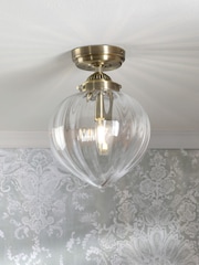 Laura Ashley Antique Brass Whitham Flush Ceiling Light - Image 1 of 7