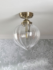 Laura Ashley Antique Brass Whitham Flush Ceiling Light - Image 2 of 7
