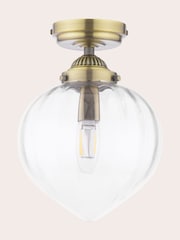 Laura Ashley Antique Brass Whitham Flush Ceiling Light - Image 4 of 7
