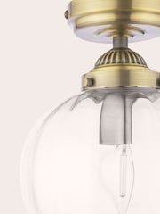 Laura Ashley Antique Brass Whitham Flush Ceiling Light - Image 5 of 7