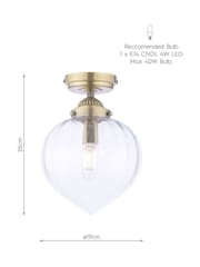 Laura Ashley Antique Brass Whitham Flush Ceiling Light - Image 7 of 7