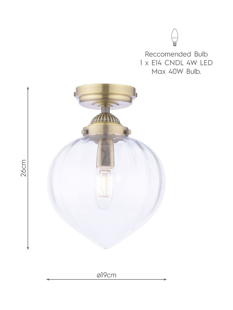 Laura Ashley Antique Brass Whitham Flush Ceiling Light - Image 7 of 7