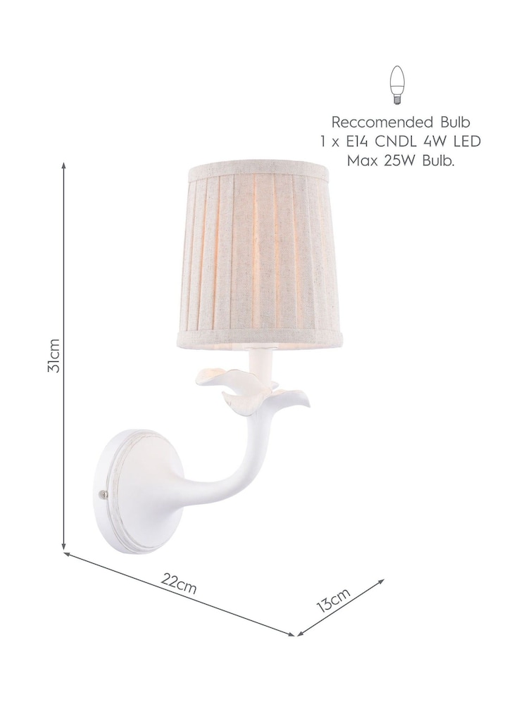 Laura Ashley White Eleni 1 Light Wall Light - Image 7 of 7 Laura Ashley White Eleni 1 Light Wall Light - Image 7 of 7