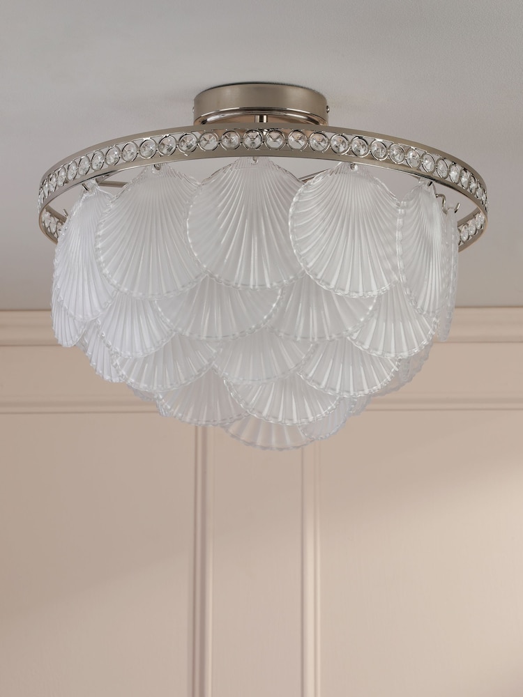 Laura Ashley Polished Nickel Caverton 4 Light Semi Flush Ceiling Light - Image 2 of 8