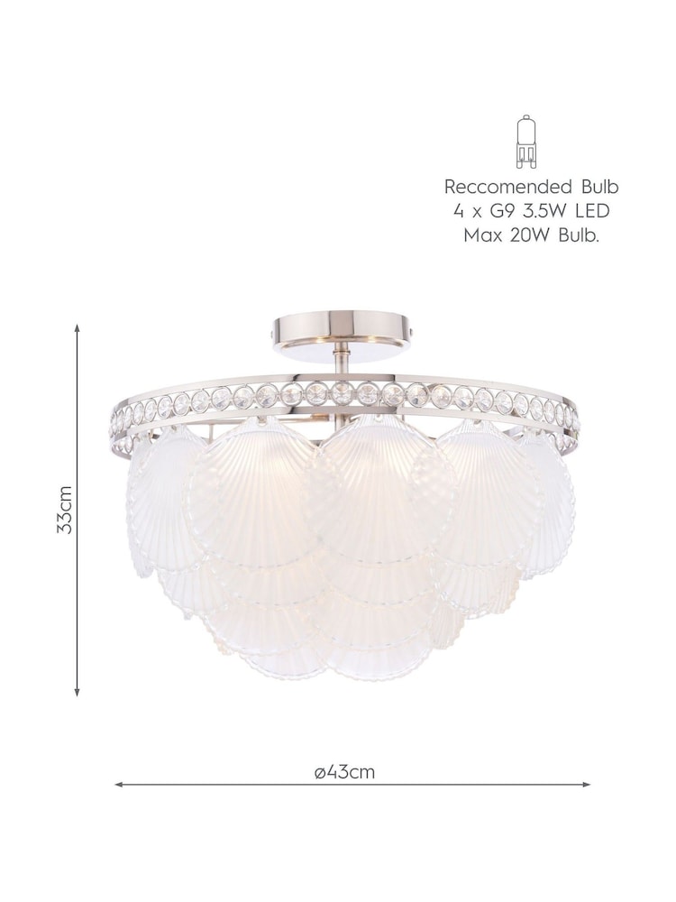 Laura Ashley Polished Nickel Caverton 4 Light Semi Flush Ceiling Light - Image 8 of 8 Laura Ashley Polished Nickel Caverton 4 Light Semi Flush Ceiling Light - Image 8 of 8