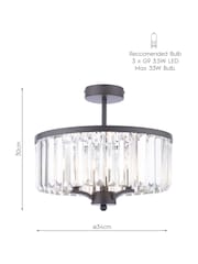 Laura Ashley Black Elkwood 3 Light Semi Flush Ceiling Light - Image 7 of 7