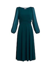 Gina Bacconi Green Piper Chiffon Sleeve Jersey Dress - Image 5 of 5