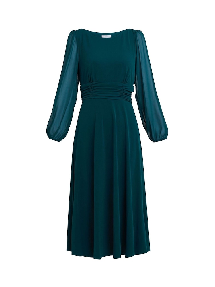 Gina Bacconi Green Piper Chiffon Sleeve Jersey Dress - Image 5 of 5