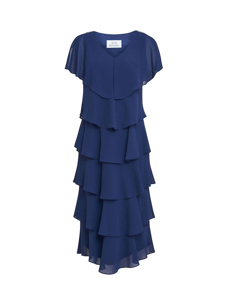 Rebecca Midi Tiered Dress With Shoulder Trim - Image 5 of 5