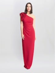 Gina Bacconi Red Nicole Ruffled One Shoulder Maxi Dress - Image 1 of 6