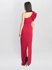 Gina Bacconi Red Nicole Ruffled One Shoulder Maxi Dress - Image 3 of 6
