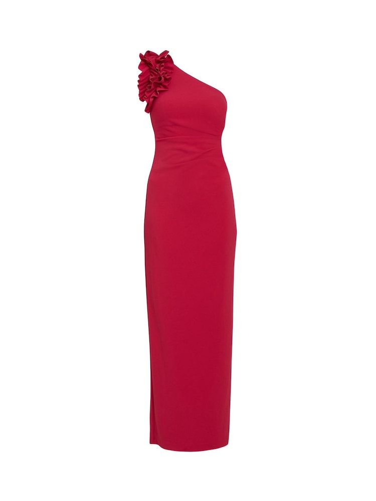 Gina Bacconi Red Nicole Ruffled One Shoulder Maxi Dress - Image 6 of 6