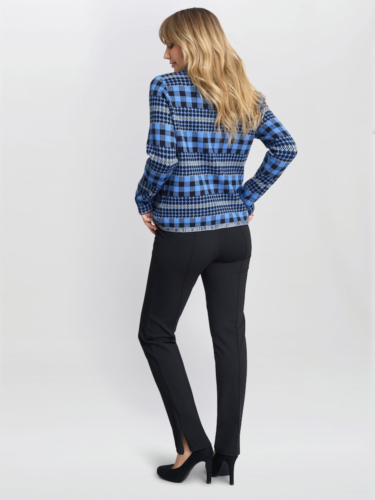 Cecily Zip Front Checked Knitted Cardigan - Image 2 of 4