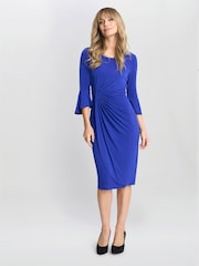 Gina Bacconi Blue Macie Jersey Faux Wrap Dress - Image 3 of 6