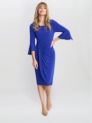 Gina Bacconi Blue Macie Jersey Faux Wrap Dress - Image 5 of 6