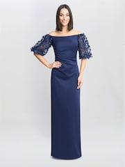 Gina Bacconi Blue Penelope Off The Shoulder Floral Sleeve Maxi Dress - Image 1 of 6