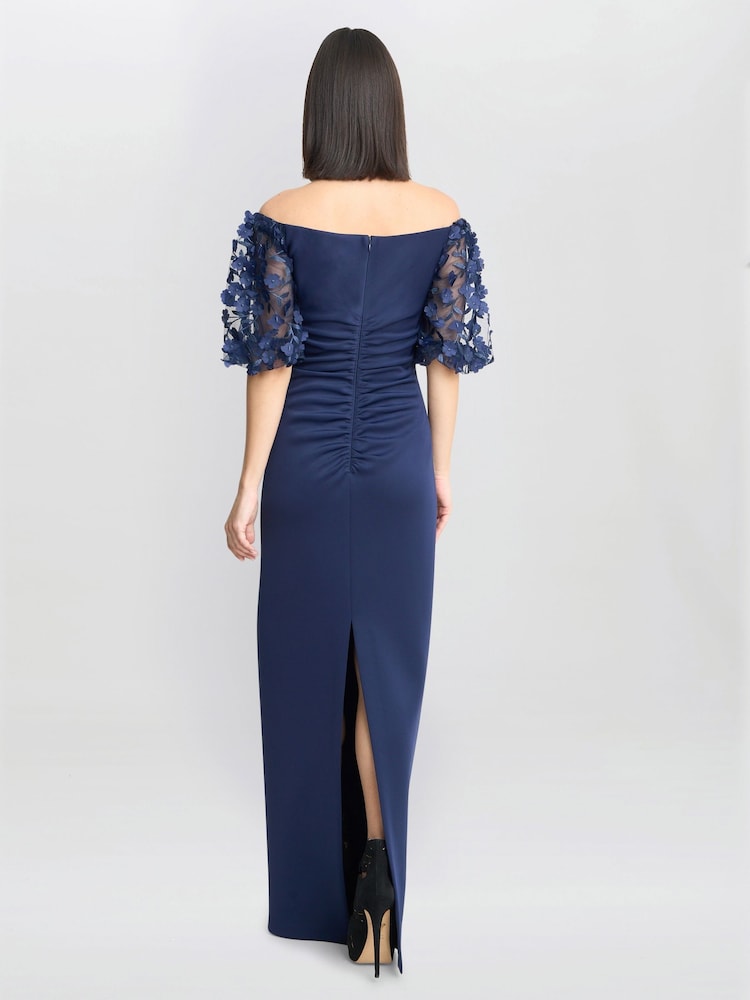 Buy Gina Bacconi Blue Penelope Off The Shoulder Floral Sleeve Maxi